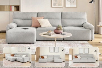 Picture of LUNOX Power Reclining Sectional Sofa/Slide out Sofa Bed with USB Type-C Ports (Light Grey)