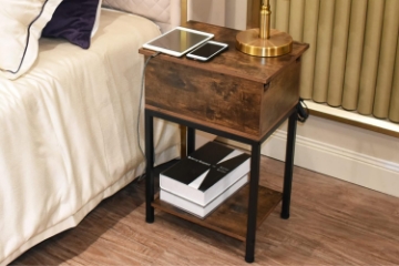 Picture of FOEGE 1-Drawer Side Table with Power Outlet and USB Charger