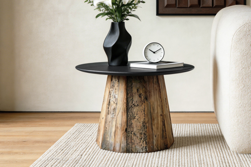 Picture of BETA D23.5" Round Reclaimed Pine Wood Side Table