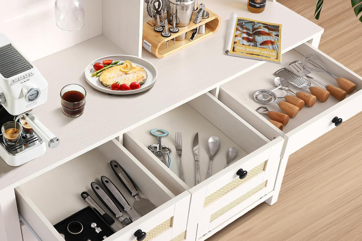 NORLEN 3-Door Storage Cabinet/Buffet with LED Lighting-iFurniture-The ...