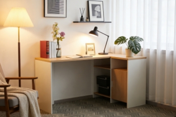 Picture of VESTON 57" L-Shaped Corner Writing Desk with Storage