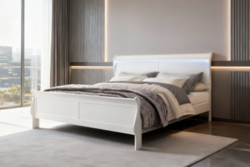 Picture of LOUIS Hevea Wood Bed Frame with LED Lighting Headboard in Eastern King Size 