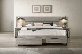 Picture of WESTDEN Storage Bed Frame with 2 Nightstand 3PC Combo (Grey) - Queen Size