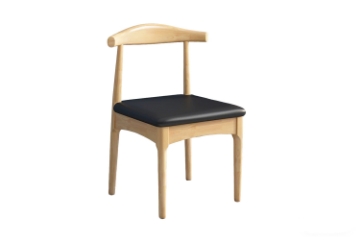 Picture of HORN Solid Wood Dining Chair with Black Cushion (Natural Color)