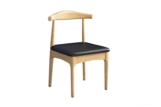 Picture of HORN Solid Wood Dining Chair with Black Cushion (Natural Color) - Each