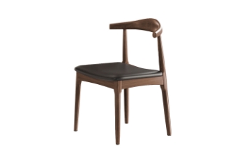 Picture of HORN Solid Wood Dining Chair with Black Cushion (Walnut)