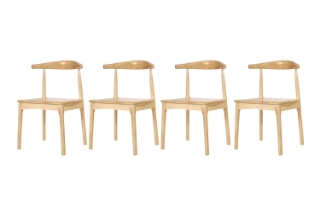 Picture of HORN Solid Wood Dining Chair (Natural Color) - 4 Chairs in 1 Carton