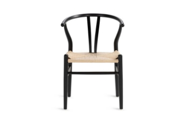Picture of WISHBONE Solid Beech Wood Y Replica Chair (Black Frame-Beige Seat) - 2 Chairs in 1 Carton