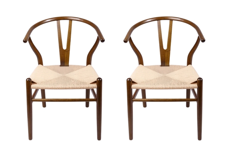 Picture of WISHBONE Solid Beech Wood Y Replica Chair (Walnut) - 2 Chairs in 1 Carton