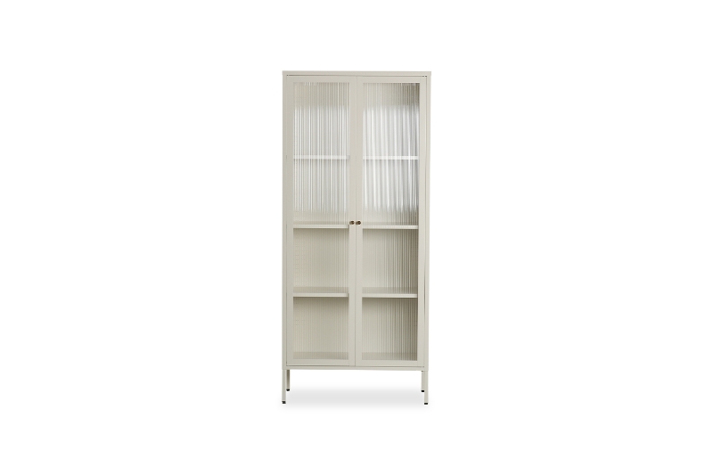 Picture of [FLOOR MODEL CLEARANCE]  STARK Steel Frame 2-Door Glass Display Cabinet (Cream) 