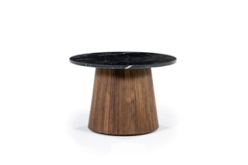 Picture of [FLOOR MODEL CLEARANCE]  HUBIE D23.5" Mango Wood Round Side Table With Marble Top