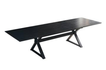 Picture of [FLOOR MODEL CLEARANCE]CAPITOL 70.8"-118" Adjustable & Extendable Dining Table with Metal Black Legs (Black) 