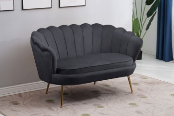 Picture of [FLOOR MODEL CLEARANCE] EVELYN Curved Flared (Loveseat)  - Black