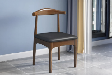 Picture of HORN Solid Wood Dining Chair with Black Cushion (Walnut)