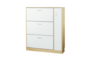 Picture of YORU 39.5" 1-Door 3-Drawer Shoe Cabinet  (Oak & White)