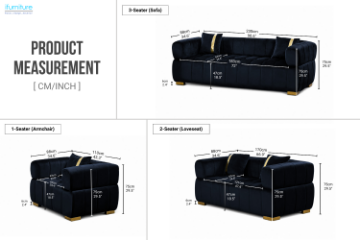 Picture of VEGAS Chesterfield Velvet Sofa Range (Black)