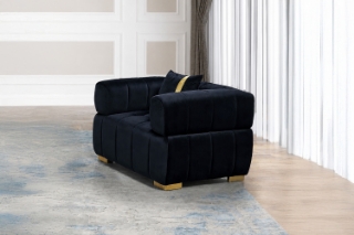 Picture of Vegas Chesterfield Velvet Sofa Range (Black) - 1 Seater (Armchair)