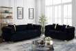 Picture of Vegas Chesterfield Velvet Sofa Range (Black) - Loveseat + Sofa Set