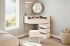 Picture of MAREN 4-Drawer Corner Dressing Table with LED Mirror & Power Station & Stool (White)