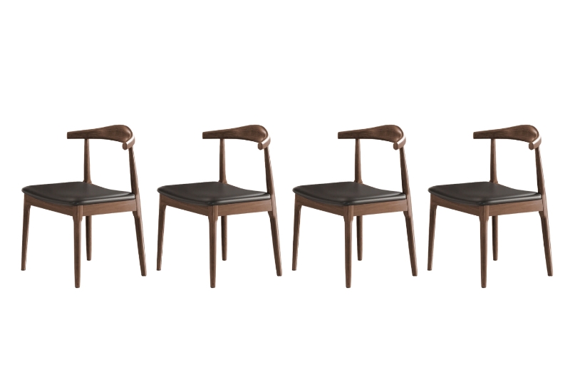 Picture of HORN Solid Wood Dining Chair with Black Cushion (Walnut) - 4 Chairs in 1 Carton
