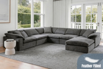 Picture of FEATHERSTONE Feather Filled Modular Sofa Range | Water, Oil & Dust Resistant Fabric (Grey)