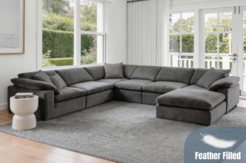 Picture of FEATHERSTONE Feather Filled Modular Sofa Range | Water, Oil & Dust Resistant Fabric (Grey)