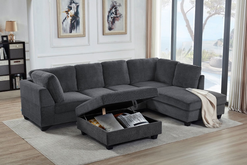 Picture of LIBERTY Premium Sectional Sofa with Ottoman (Dark Grey) 