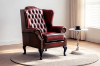 Picture of WILLIFORD 100% Genuine Leather Chesterfield High Back Wing Armchair/Sofa Chair (Maroon)