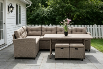 Picture of ALBANY Wicker Sectional Dining Outdoor Sofa Set