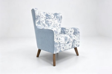 Picture of LUNORA Blue Accent Armchair/Sofa Chair with Floral Inner Seat