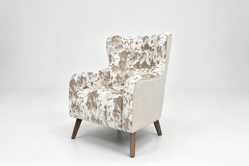 Picture of LUNORA Beige Accent Armchair/Sofa Chair with Floral Inner Seat