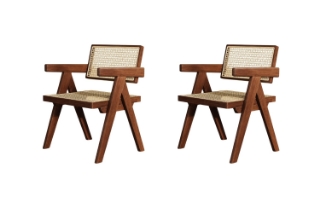 Picture of CHANDIGARH Solid Wood Replica Armchair (Walnut) - 2 Chairs in 1 Carton
