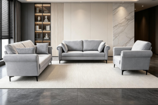 Picture of LUMA Fabric Sofa Range (Grey) -  Armchair + Loveseat + Sofa Set