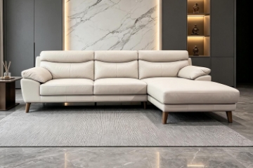Picture of ANVIL 100% Genuine Leather Sectional Sofa (Light Gray)