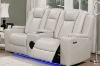 Picture of MONROSE Air Leather Dual Motor Reclining Sofa Range with Bluetooth Speaker + USB Port, Power Socket & Wireless Charging + LED Lighting (Light Grey)