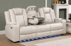 Picture of MONROSE Air Leather Dual Motor Reclining Sofa Range with Bluetooth Speaker + USB Port, Power Socket & Wireless Charging + LED Lighting (Light Grey)