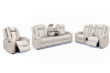 Picture of MONROSE Air Leather Dual Motor Reclining Sofa Range (Light Grey) - Armchair + Loveseat + Sofa Set