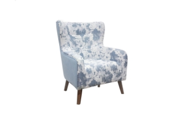 Picture of LUNORA Blue Accent Armchair/Sofa Chair with Floral Inner Seat