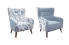Picture of LUNORA Blue Accent Armchair/Sofa Chair with Floral Inner Seat