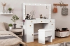 Picture of EVERLY Dressing Table with LED Bulb Mirror & Power Station & Storage Stool (White) 