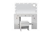 Picture of EVERLY Dressing Table with LED Bulb Mirror & Power Station & Stool (White) 