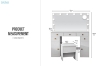 Picture of EVERLY Dressing Table with LED Bulb Mirror & Power Station & Storage Stool (White) 