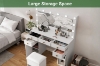 Picture of EVERLY Dressing Table with LED Bulb Mirror & Power Station & Storage Stool (White) 