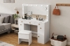Picture of EVERLY Dressing Table with LED Bulb Mirror & Power Station & Stool (White) 