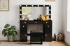 Picture of EVERLY Dressing Table with LED Bulb Mirror & Power Station &  Storage Stool (Black)