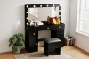 Picture of EVERLY Dressing Table with LED Bulb Mirror & Power Station &  Storage Stool (Black)