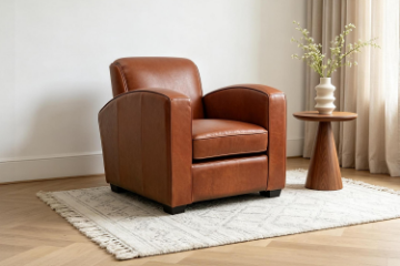 Picture of HEMINGWAY 100% Genuine Silky Aniline Leather Club Armchair/Sofa Chair