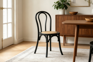 Picture of RAYMON Solid Beech Wood Dining Chair with Rattan Seat (Black)