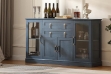 Picture of VANTA 4-Door 2-Drawer Storage Cabinet/Buffet with LED Lighting (Blue)
