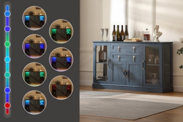 Picture of VANTA 4-Door 2-Drawer Storage Cabinet/Buffet with LED Lighting (Blue)